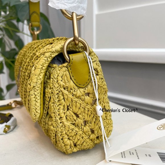 🔥HP🔥NeW! Rare! Tory Burch Crochet Small Flap Shoulder Bag - Picture 11 of 17